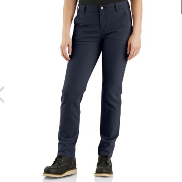 Carhartt Rugged Flex Loose Fit Canvas Work Pant Women 16 Short Navy Blue Utility - Picture 1 of 13
